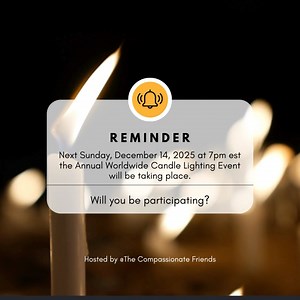 We’re one week away from the 29th Annual Worldwide Candle Lighting Day. At 7 PM local time, families across the world will light a candle for one hour in memory of children gone too soon. How will you be participating? #annualworldwidecandlelightingday @thecompassionatefriends | SUDC Foundation
