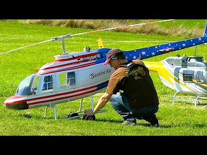 Massive Airwolf XXL Bell 206 in Twin RC Helicopter Action