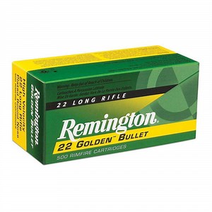 Remington Ammunition Golden Bullet 22 LR 40 GR Plated Lead Round Nose 50 Bx/ 100 Cs