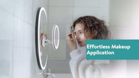 Navaris LED Magnifying Mirror with Lights - Powerful 10x Magnification for Makeup - Illuminated and Magnified Make Up Mirror with Light and Secure Suction Cup for Easy Attachment