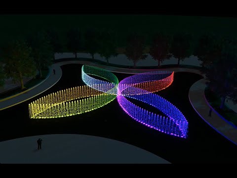 Flower-Shape Dancing Fountain Design | 3D Animation Video Simulation of Musical Fountain Project