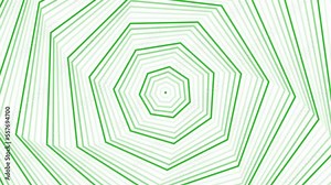 Green spin heptagon star simple flat geometric on white background loop. Starry heptagonal radio waves endless creative animation.