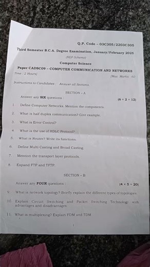 3rd sem BCA Computer Multimedia Animation model question paper