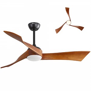 Sofucor 52 Inch Ceiling Fan with Light and Remote, Modern 3 Solid Wood Blades Ceiling Fan, 6 Speeds 5500CFM, Dimmable 3-Color LED with Memory, Timer & Quiet & Reversible DC Motor, ETL, Walnut Wood