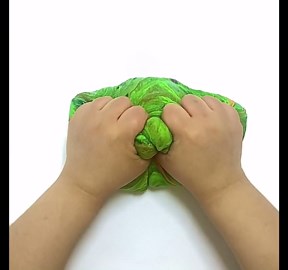 Poking And Mixing Green Frog Clay With Black Soft Glossy Slime