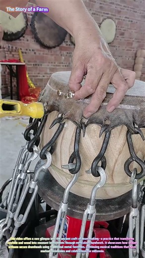 Rhythm Crafted by Hand: Watch a Master Drum Maker Secure Hide with Precision! 🥁✨