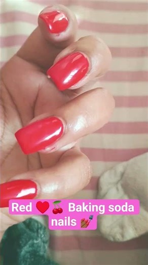 red baking soda nails 💅🏾#diy #bakingsoda #dollartree #red #nails