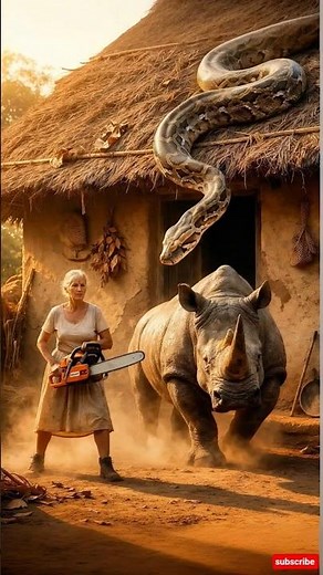 Village Turns Into Action Movie When Python Appears! #animals #wildlife #animalday #rhino