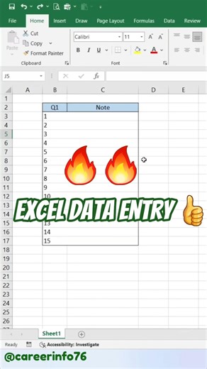 Excel data entry 👍 #ExcelTricks #ExcelShorts #ExcelTips #LearnExcel #Productivity #excel #yt #fyp