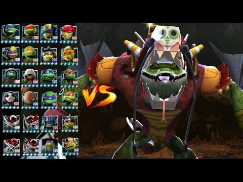 TMNT Legends Dragon Leatherhead vs All Turtles