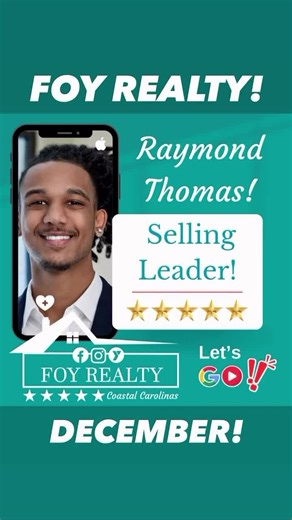 Congratulations to Raymond Thomas, our Selling Leader at Foy Realty for the month of December! 🎉🎉🎉 Raymond’s success is a direct reflection of his steady commitment to his clients, his consistency in communication, and his attention to the details that truly matter during a real estate transaction! We are grateful for Raymond’s leadership by example and the standard of service he continues to set for our entire team! #FoyRealty #RaymondThomas #SellingLeader ⭐️⭐️⭐️⭐️⭐️