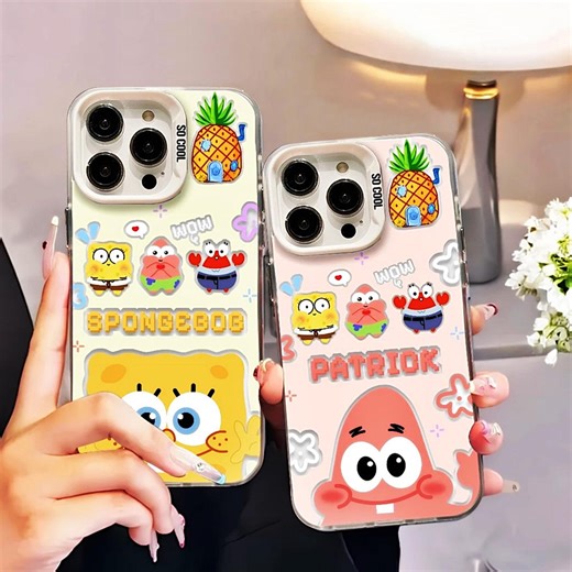 Cute Spongebob & Patrick iPhone Case IMD Glossy Shockproof Soft Anti Yellow Cover - Etsy