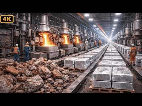 Inside a Giant Aluminum Smelting Plant | From Bauxite Ore to Molten Aluminum (Full Process)