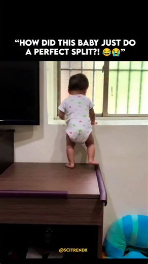 SciTrendX on Instagram: "😂🫡 In a moment both hilarious and impressive, a baby accidentally performed a perfect split while sliding off a table! 😄🍼 The tiny gymnast surprised everyone with her unexpected flexibility, landing the move like a pro — and leaving everyone around bursting with laughter. Sometimes, the funniest moments are the ones you could never plan! 😂👏 ( Funny | Viral | Baby | CuteMoments | LOL | Parenting | Comedy | Adorable | ViralVideo | FamilyFun | Unexpected | KidsOfInsta