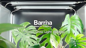 Barrina T5 Grow Lampe, 5000K,64W (4 x 16W), 88cm Vollspektrum Sonnenlicht, Verkettbare, Magnetische, LED-Wachstumslichtleiste mit Schalter, Stecker und Spiel, Schwarze Abdeckung, 4er