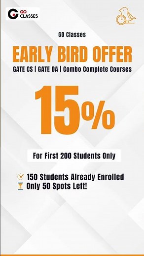 Early Bird Discount: 15% Off on GO Classes GATE CS, DA, Combo Courses #GATE2027 #GateCSE #GateDA
