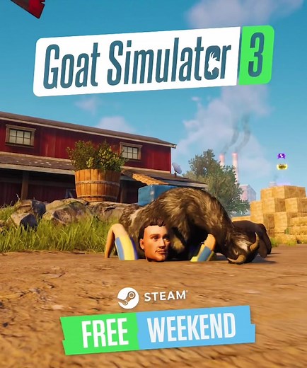 Weekend plans? Become a goat 🐐 Goat Simulator 3 is FREE TO PLAY on Steam this weekend! #goatsimulator3