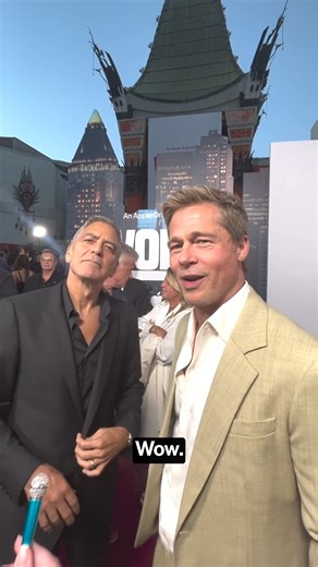 George Clooney and Brad Pitt love our cute tiny mic 🥰 #WolfsMovie | Entertainment Weekly