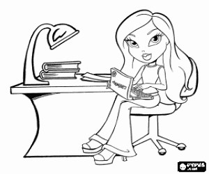 A young girl student Bratz coloring page printable game