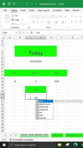 How to Get Today's Date in Excel | Easy Formula Explained #excel #spreadsheetmagic #exceltips