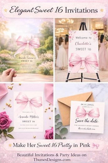 Sweet 16 Party Ideas 🎀 Pink Bow Theme & Invitations