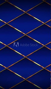 Abstract luxury four corner polygon rhombus grid gradient of navy blue color in seamless loop pattern animation moving from down to up. rhombus golden frame pattern grid award and luxury background.