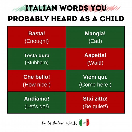 313K views · 1.8K reactions | A few Italian words and expressions you may have heard as a child!  #dailyitalianwords #italianoperstranieri #italianoonline #italianteacher #italianlanguagecourses #italianlanguage #learnitalianlanguage #learnitalianonline #learnitalian | Daily Italian Words | Facebook