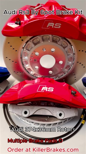 🔵 Akebono 6-Pot BBK Red and Blue color 8R with painted logos off to Croatia 🇭🇷 and Sweden 🇸🇪 ✅374×36mm front setup for Audi RS3 8Y / RSQ3 F3 (MQB). Front Includes calipers 374×36mm rotors brackets DBA Street Performance pads & wear sensor, Hel Performance brake lines ✅Rear 356x22mm VBT rotors with same holes pattern, adapters for stock calipers, Hel Performance brake lines ✅17.5MM Racingline Spacers with bolts for stock wheels DM your VIN / PR-codes wheel specs for fitment/clearance #Killer