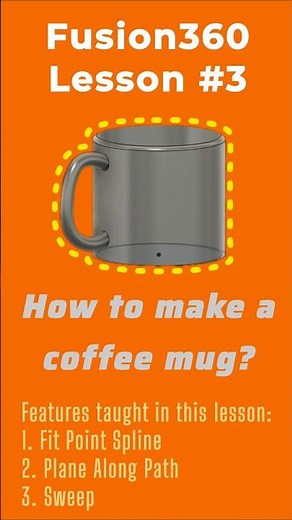 How to make a coffee mug? How to use sweep, plane along path and fit point spline in Fusion360? Tips