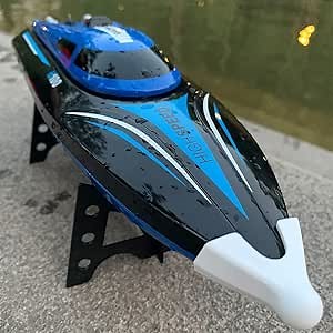 2.4G 4ch Remote Control Racing Speed Boat Fast 25km/h with LED H100 H112 H122 for Beginners Adults 14y+ Lake Pool Seas (Blue)