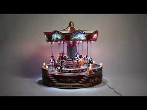 Animated Led Musical Red Noel Christmas Carousel With Music Box