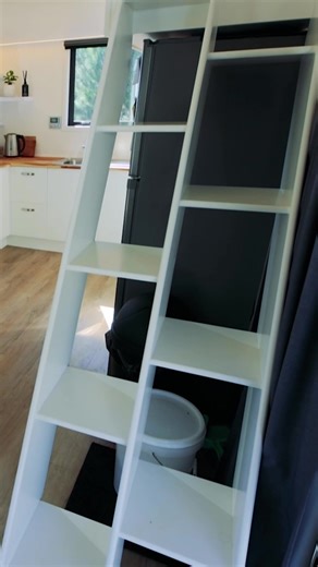 Such a clever stair design in this tiny house! 💡 #livingbiginatinyhouse #tinyhouse #tinyhousetour #clever