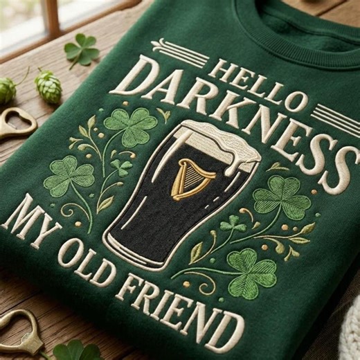 Hello Darkness My Old Friend Embroidered Sweatshirt, Funny Irish Beer Embroidery Crewneck, St Patricks Day Gift Idea, Lucky Gift - Etsy