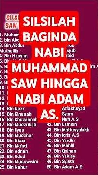 SILSILAH NABI MUHAMMAD SAW HINGGA NABI ADAM AS #silsilahrosulsaw