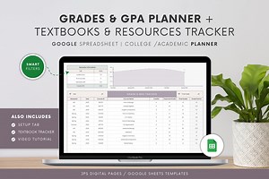 Grade Tracker Spreadsheet: GPA Calculator, Textbook Resource (google Sheets Template) - Etsy