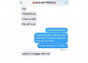 34K views · 92 reactions | The only thing worse than a text that just says "K" are non-stop, late-night texts from your ex-mattress. | Mattress Firm | Facebook