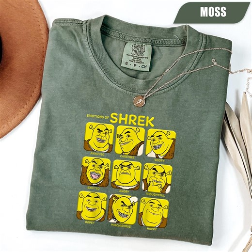 Comfort Colors® Funny Shrek Emotions Shirt, Meme Ogre Face Graphic Tee, Shrek Mood Shirt, Cartoon Humor Shirt, Gift for Shrek Lovers - Etsy