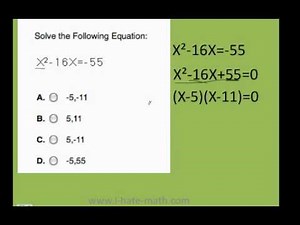 How to solve quadratic equations PERT test practice