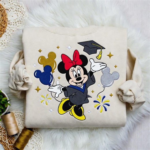 Embroidered Disney Graduation Minnie Sweatshirt, Minnie Grad Shirt,class of 2026 Disney Graduate Sweater,disney Senior Shirt,graduation Gift - Etsy