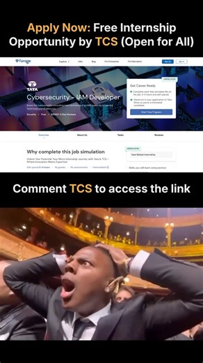 Coding | Programming | HTML | CSS on Instagram: "Comment “TCS” to get all links👇 FREE Internship Opportunities by TCS🔥 Follow @coders_section for More!🤝 free internship by TCS, TCS free internship, TCS internship 2026, TCS online internship, Tata Consultancy Services internship, TCS student internship, TCS career opportunities, internship for computer science students, IT internships India, coders section internships #TCS #TCSInternship #FreeInternship #Internship2026 #ITStudents"