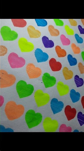 Colourful Hearts Drawing #song #yt #diy #tutorial #satisfyingvideo #viralvideo #ideas #trending #art