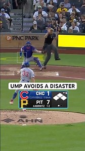 Umpire avoids a disaster between his legs