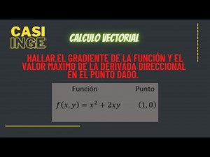 Hallar el gradiente de la función y el valor máximo de la derivada direccional en el punto dado.