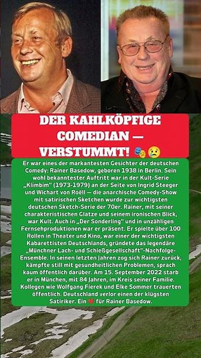 RAINER BASEDOW: DER "KLIMBIM"-STAR — MIT 84 STILL GEGANGEN! 💔