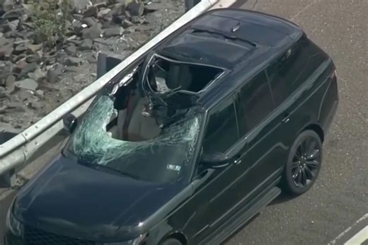 2 Hospitalized After Airborne Truck Tire Dramatically Crushes SUV's Windshield on Penn. Highway