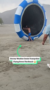 Stormy Weather Sends Trampoline Flying Down The Beach 😳 | VT