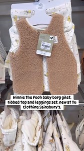 Winnie the Pooh baby borg gilet, ribbed top and leggings set, new at Tu Clothing Sainsbury’s. #winniethepoohbaby #disneybabyclothes #tubaby | Baby Deals UK