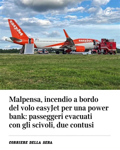 Un aereo di easyJet ha interrotto all’improvviso la procedura di decollo all’aeroporto di Milano Malpensa dopo un principio d’incendio causato con ogni probabilità dal surriscaldamento di un dispositivo al litio all’interno di un bagaglio a mano. I 146 passeggeri a bordo sono stati evacuati, ma due di loro sono rimasti leggermente contusi durante le operazioni di discesa attraverso gli scivoli d’emergenza gonfiabili. Il volo coinvolto, U23905, era diretto a Praga. Secondo i siti di monitoraggio