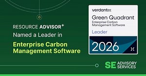 Resource Advisor , SE Advisory Services’ AI-native platform for energy and carbon management, recognized as a leader in enterprise carbon management software by Verdantix