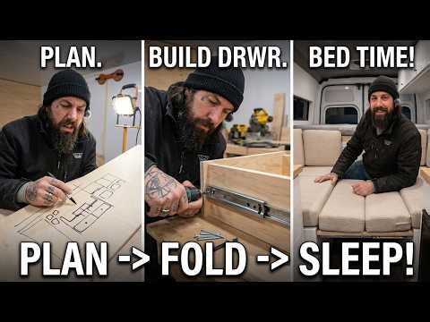 Custom Folding Bed Build | Making More Room in the Van - Overlander Custom Van Build pt5